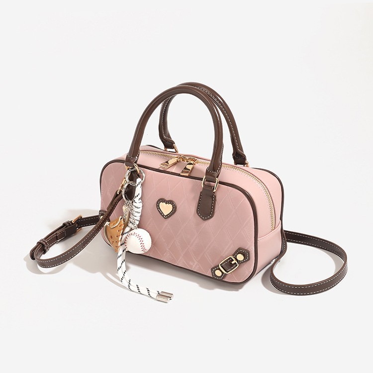 Mala de ombro acolchoada com coração para mulher, bowling bicolor_voghion.com