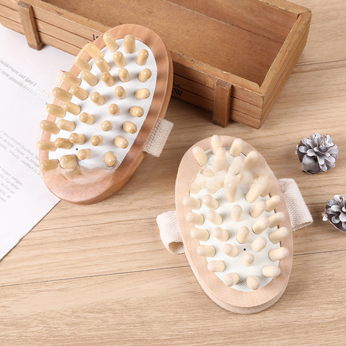 Wooden massager, massage comb strap bullet-shaped wooden massager, durable handheld acupressure massager