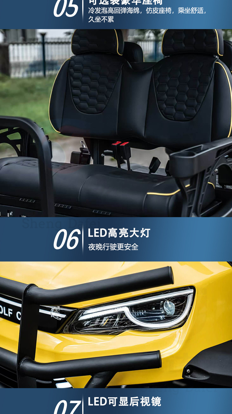 Electric Golf Sightseeing Car 4-6 Seats for Scenic Tours, Golf Courses, and Accommodation Shuttles, Export Golf Cart