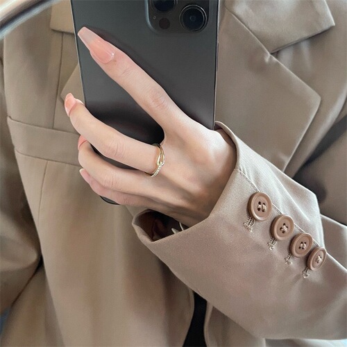 925 sterling silver plated with 14K gold temperament cross ring female Korean blogger exquisite zircon open adjustable index finger ring