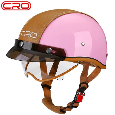 Motosiklet kaskı (dəbilqə) — and Electric Bikes, Japanese-Style Helmet - cro-summer-helmet-pink-transparent-mirror-m-55-56cm-head-circumference