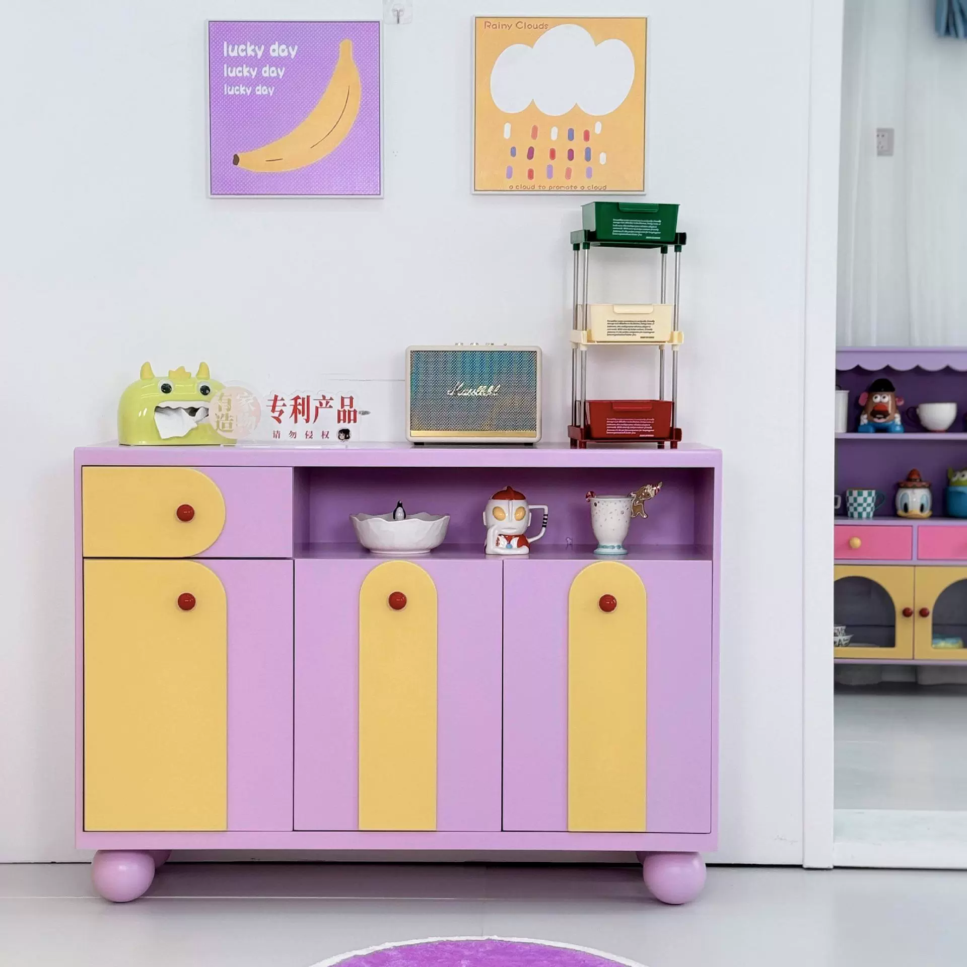 Модный буфет, минималистичный шкаф для хранения в гостиной с допамином, красочный контрастный шкаф для хранения в прихожей, кремовый стиль