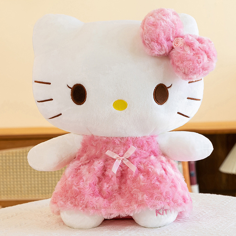 玫瑰kitty猫公仔可爱软萌凯蒂猫美乐蒂毛绒玩具公主裙KT猫大玩偶|undefined