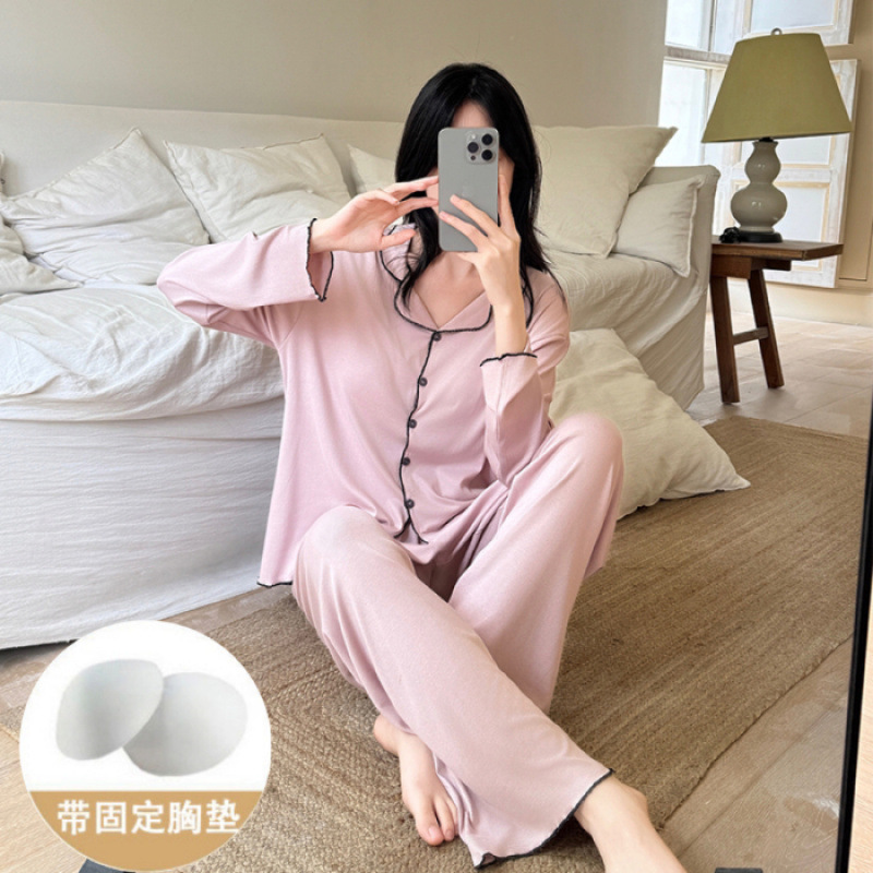 16# 莱赛尔棉长袖长裤套装季莱赛尔棉长袖两件套显瘦简约家居服套|undefined