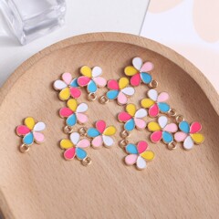 五色小花朵diy韩版合金饰品配件耳环挂件吊坠材料新款厂家批发