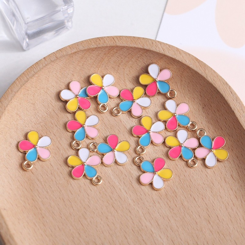 五色小花朵diy韩版合金饰品配件耳环挂件吊坠材料新款厂家批发|undefined