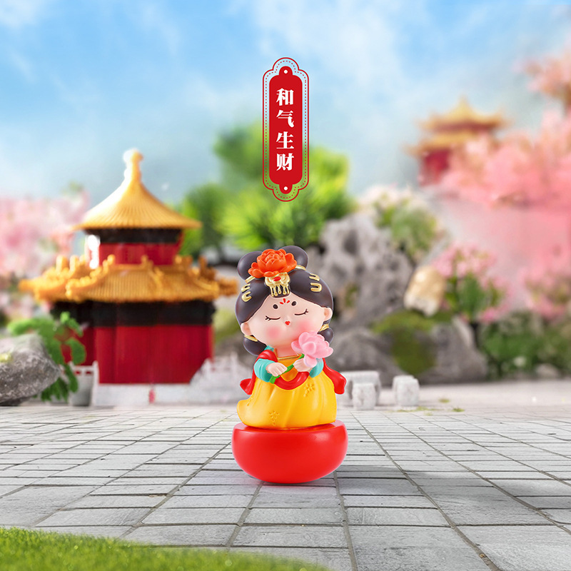 新款国风古典唐宫赋不倒翁小姐姐小号摆件创意桌面摆件送朋友礼物|undefined