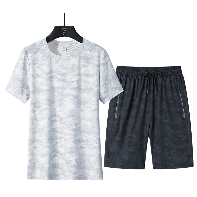 Verano nuevo estilo camiseta de secado rápido pareja manga corta running yoga fitness deportes sueltos seda de hielo traje transpirable