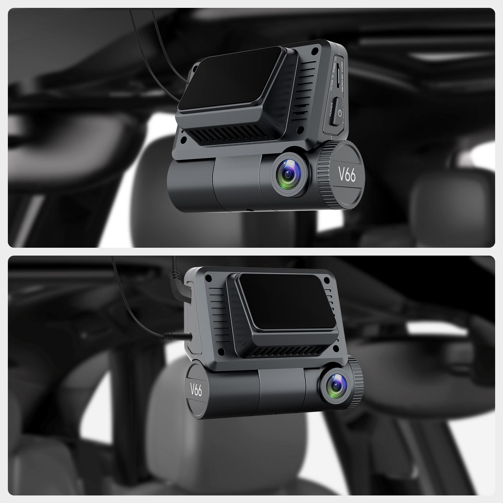 V66Dvr4K Three-Lens Dash Cam with Adas Smart Touchscreen 5.8g Driving Recorder