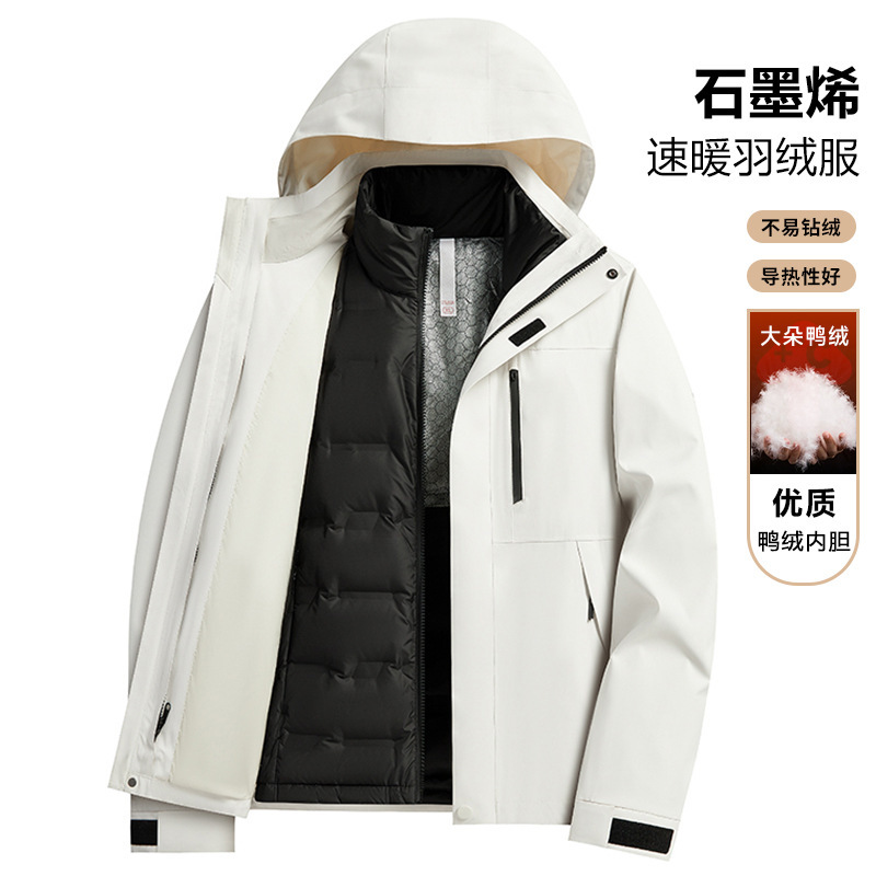 冲锋衣三合一男女款冬装两件套可拆卸防风防水保暖加厚滑雪工作服|undefined
