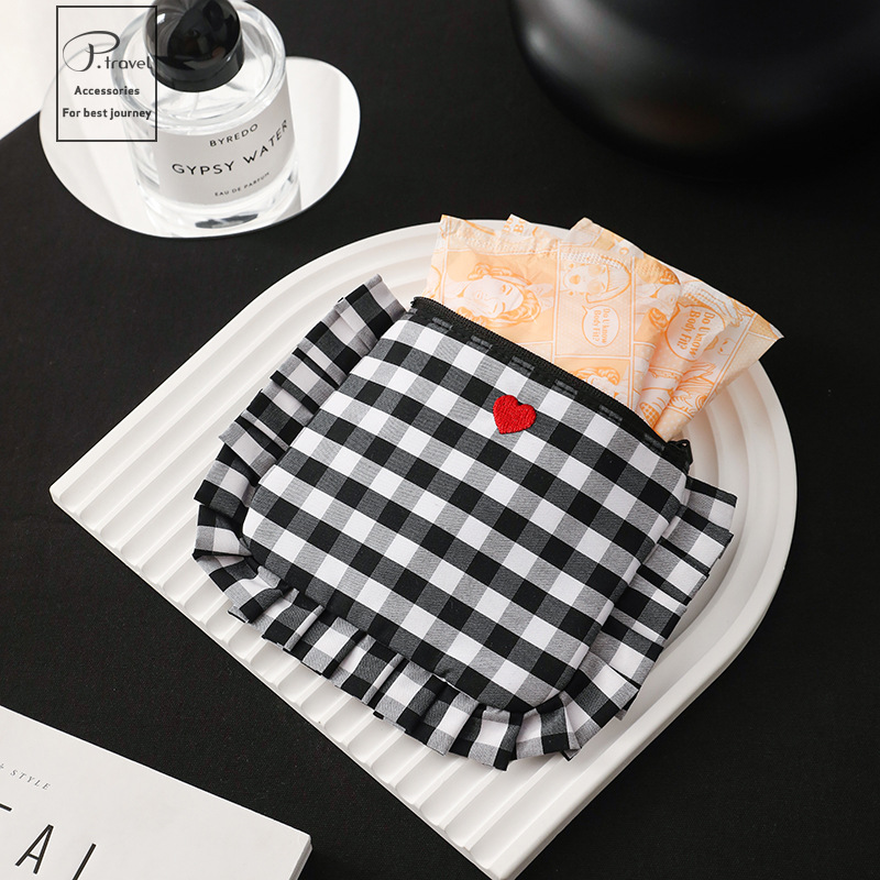 FUENTE Fábrica estilo simple tablero de Ajedrez A Cuadros bolsa de cosméticos bolsa de almacenamiento de viaje ligero marea bolsa de lápiz labial portátil de viaje