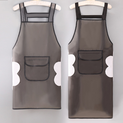 Transparent wash-free, waterproof, oilproof apron for kitchen, suitable for men and women, cooking, pet, aquatic products, workplace, swimming pool with custom logo printing