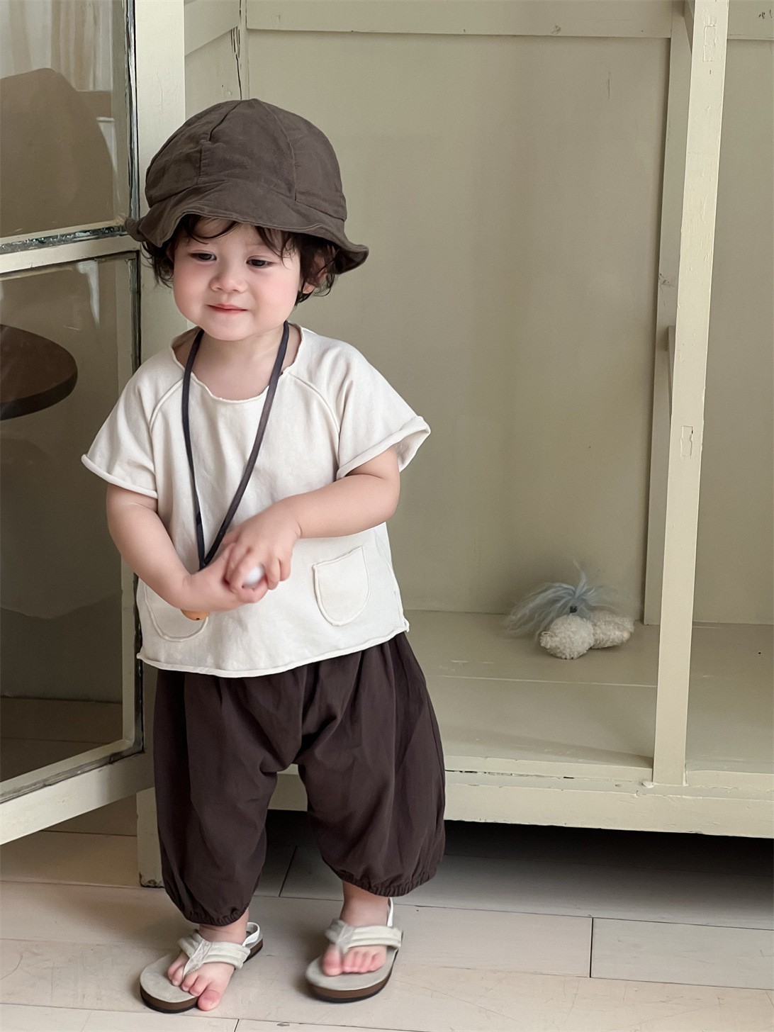 Traje de bebé Verano delgado Ropa de bebé Estilo de verano Ropa para niños coreanos 2025 Verano Traje de camiseta de manga corta para niños