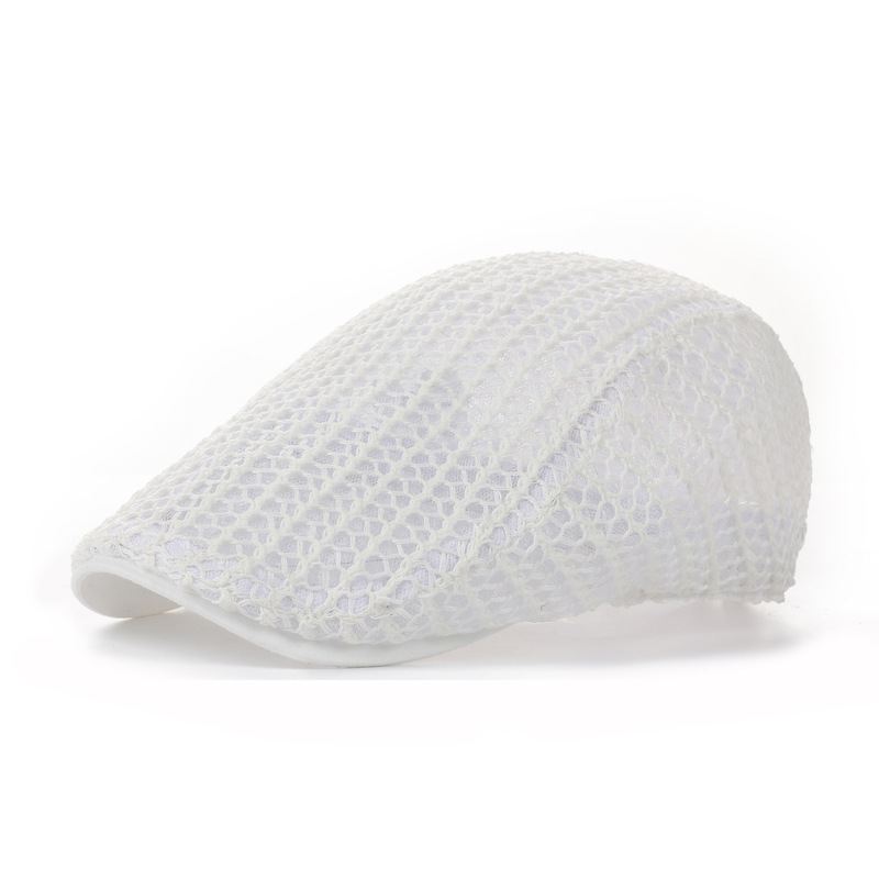 Summer Linen Hat Knitted Men's and Women's Beret Pure Color Breathable Cut Out Sunshade Peaked Cap Forward Hat Sun Hat