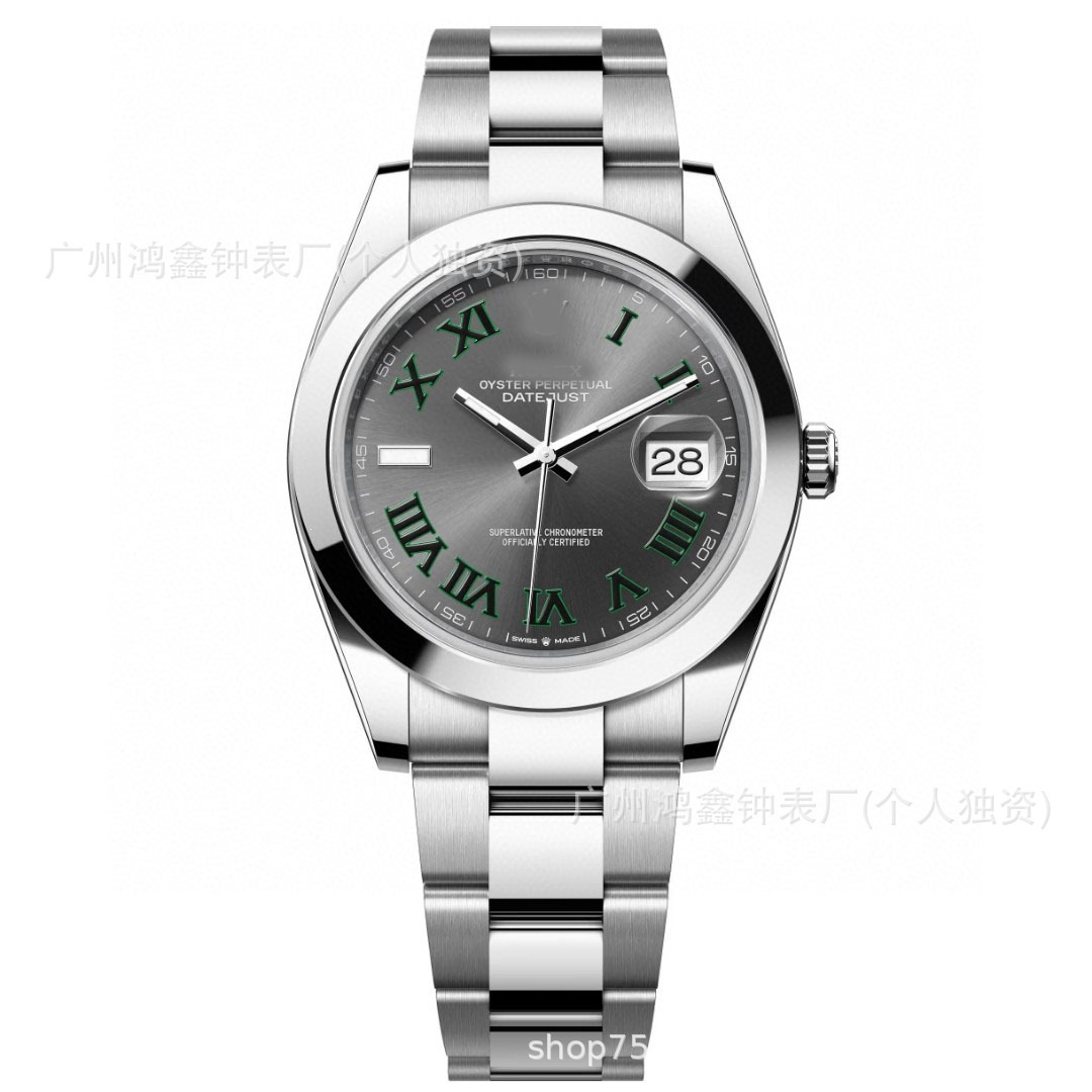 comercio exterior transfronterizo Oyster Registro de movimiento constante Reloj de apertura verde oliva Registro de hombre Reloj mecánico automático al por mayor