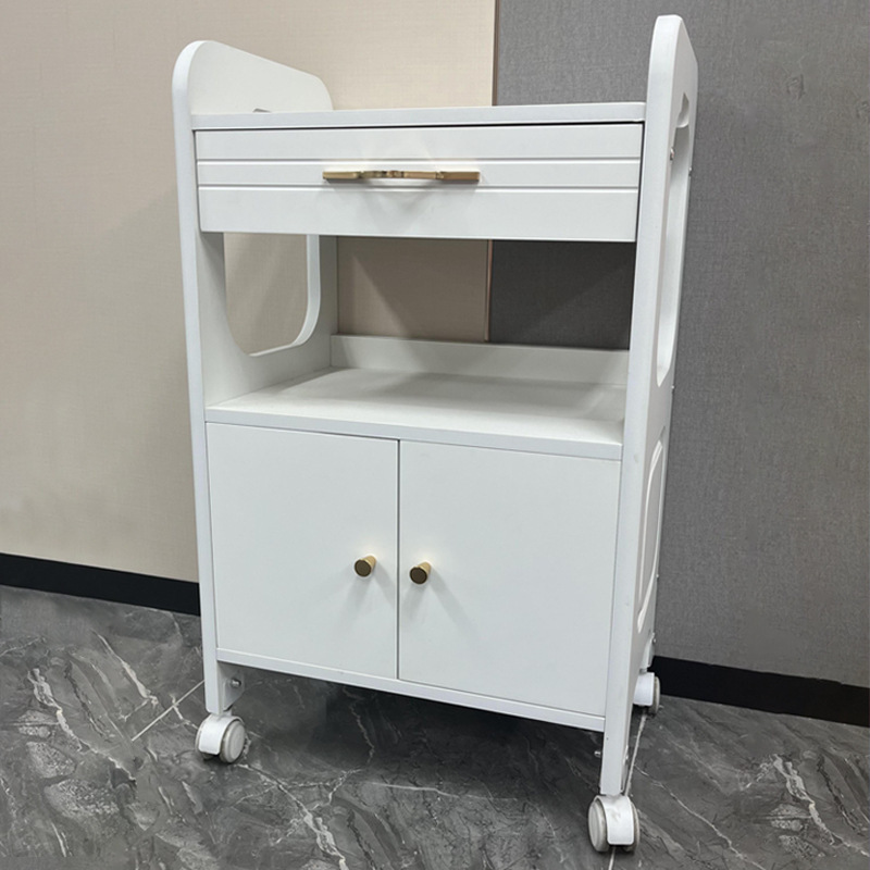 Salón de belleza carro especial gestión de la piel móvil de mano empuje estante de almacenamiento de plástico cuidado instrumento mano herramienta de empuje Coche