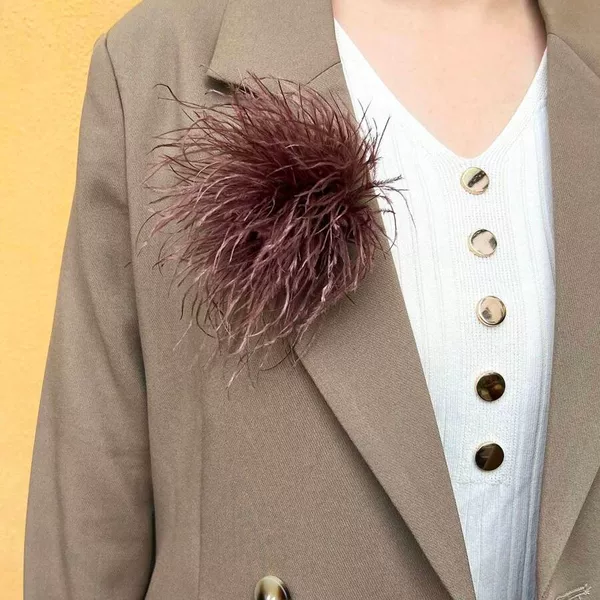 15cm High-Quality Retro Classic Imitation Ostrich Feather Lapel Two-In-One Brooch Fashion Versatile Clothing Accessories Gift