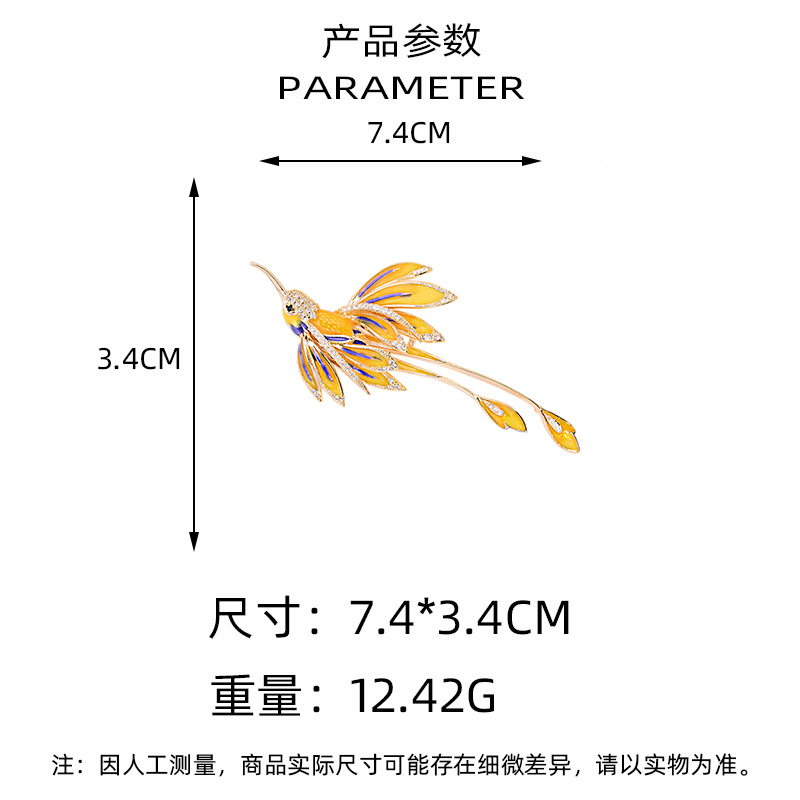 New Classy Enamel Bird Brooch, Niche Design, Exquisite Micro-Inlaid Zirconium Corsage, Fashionable and Versatile Accessory Brooch