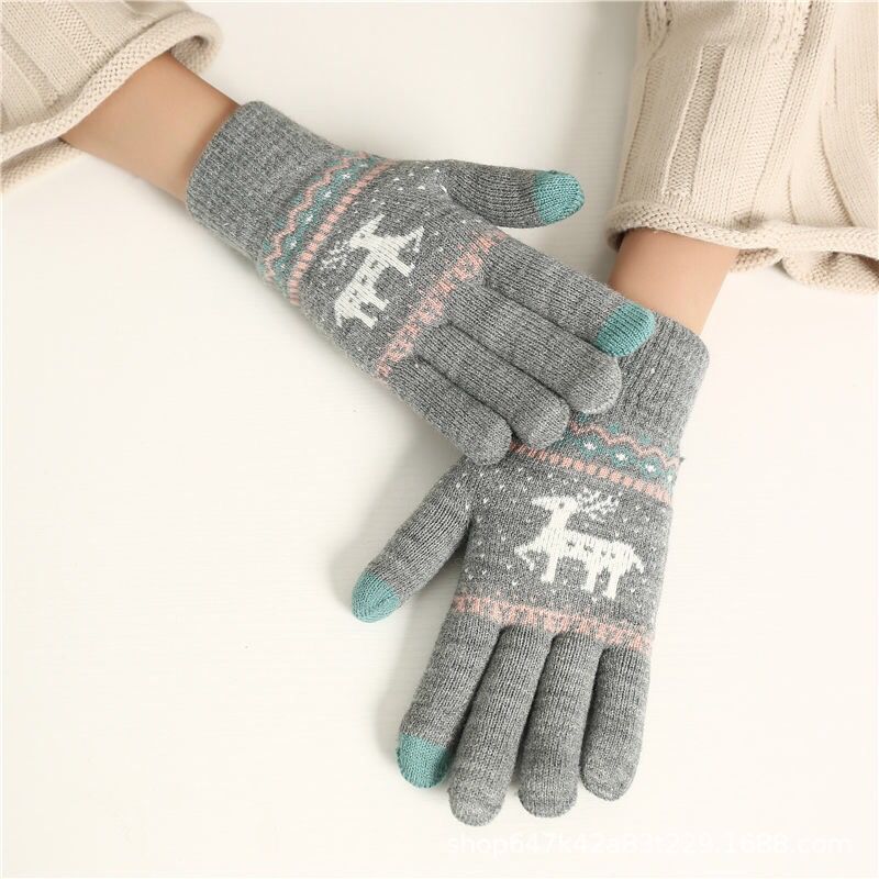 Fawn gloves Christmas knit men's and women's cycling sports Winter Touch screensaver warm gloves_maomaolike.com