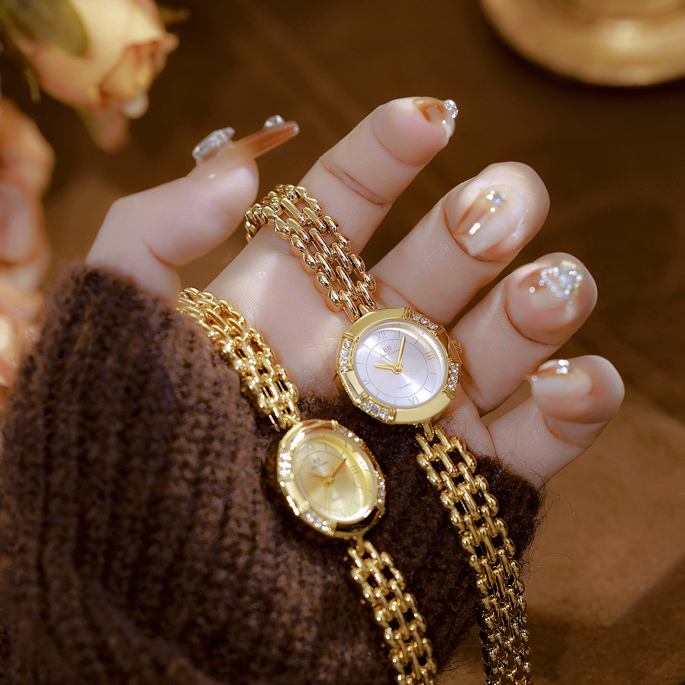 55g Weight Tempered Glass Mirror Material Fine Steel Strap Material Watch Classification Pointer Display Type Jewelry Buckle Buckle Style Diamond Dial Shape Casual, Tea Party Occasion Quartz Movement Solid Color Pattern All Seasons Season Women's Gender Elegant, Classic Style Style Elegant Classic Style Solid Color Jewelry Buckle Quartz Watch 3