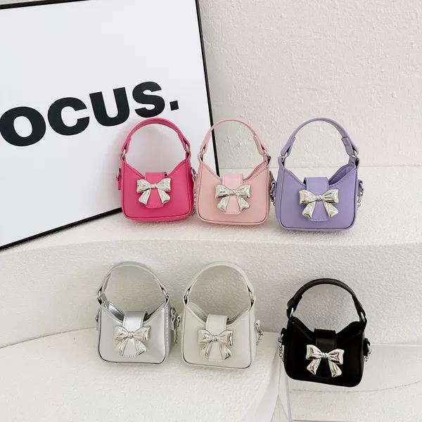Children's Bag Summer New Arrival Bow Stylish Shoulder Bag Little Girl's Cute Coin Purse Mini Princess Handbag