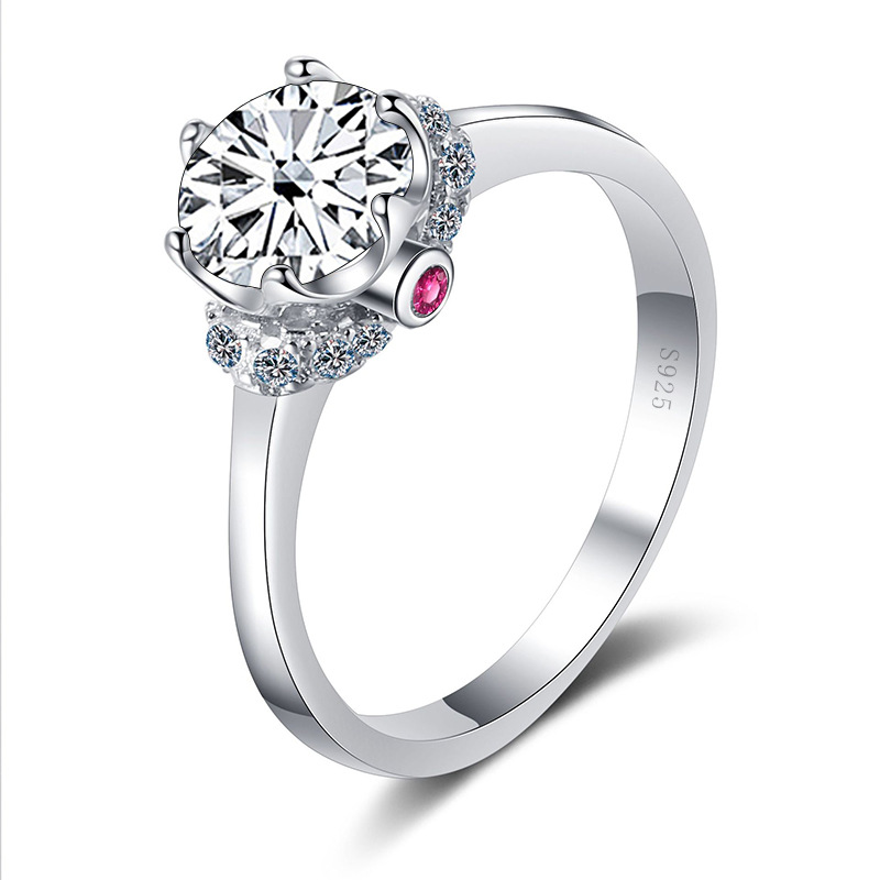 Color un quilate de anillo de piedra de morsa rosa D color VVS joyería exclusiva transfronteriza