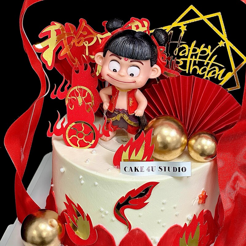 网红哪吒魔丸降世公仔摆件烘焙儿童生日哪吒蛋糕装饰手办插牌插件|undefined