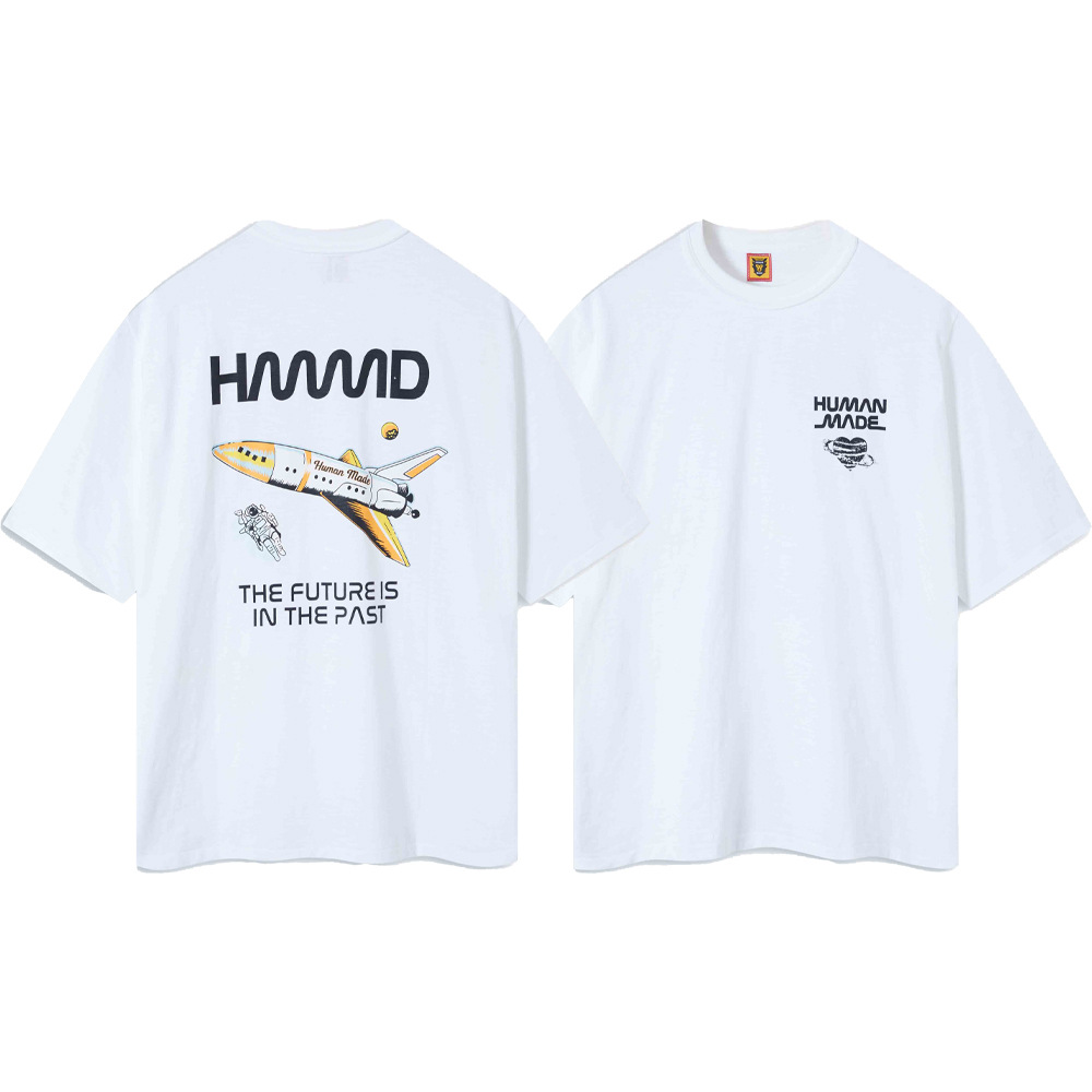 Marca de moda japonesa de bambú pesado algodón suelto pareja de hombre y mujer cilindro camiseta de manga corta media manga TEE