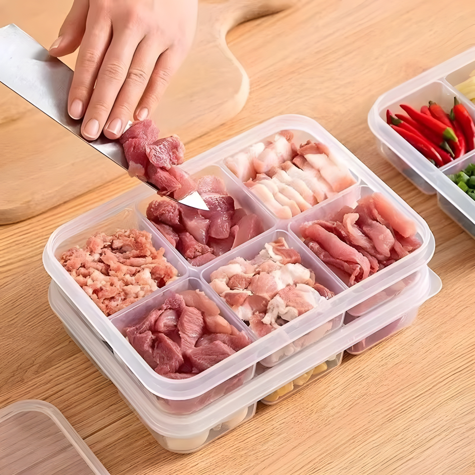 Household refrigerator crisper kitchen food frozen storage box with air holes fruit and vegetable frozen meat food packaging box 4