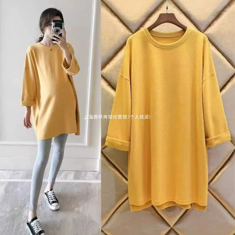 Одежда для беременных, весенние и осенние толстовки для беременных, модные весенние и осенние свободные топы с длинными рукавами средней длины в корейском стиле большого размера.