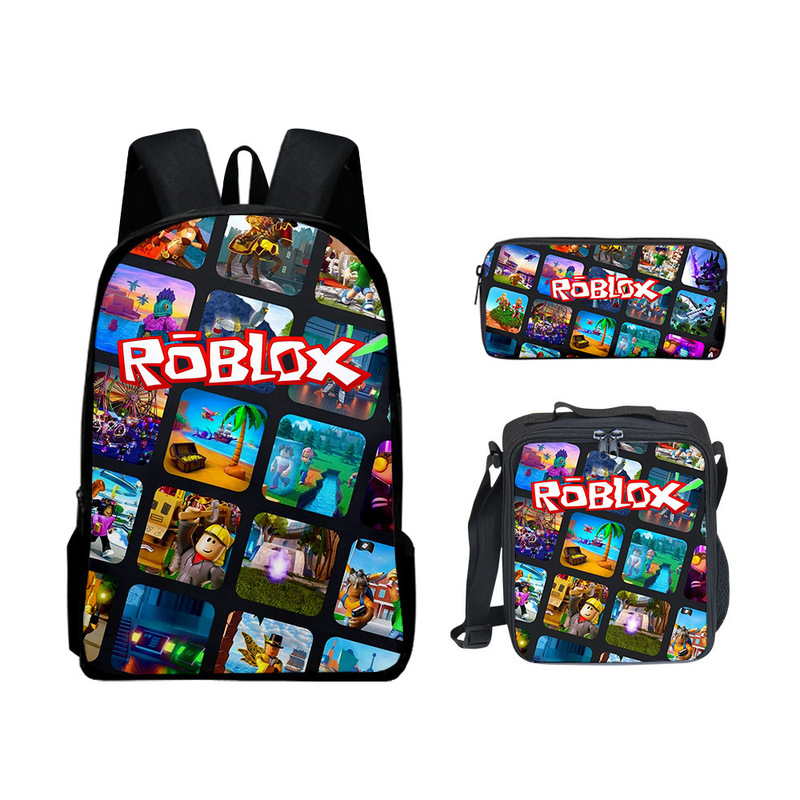 3D 新製品 Roblox 学生スクールバッグ ランチバッグ ペンシルバッグ Roblox プリント バックパック 3 点セット|undefined