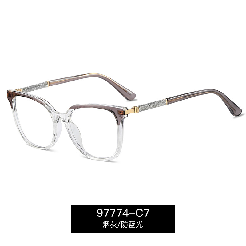 97774 Nuevas gafas anti-azul TR90 transfronterizas Gafas de montura completa Gafas planas de moda europea y americana para mujer