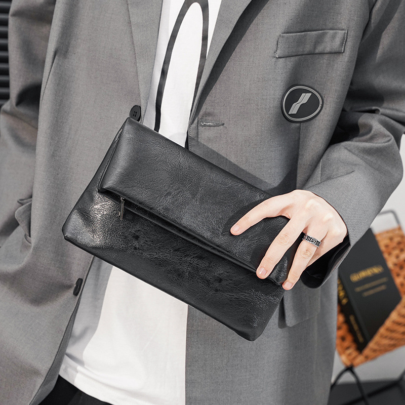 Korean Style Trendy Men's Clutch Bag Men's Foldable Handheld Bag Fashion Clutch Bag Male Casual Business Handbag IPAD Bag