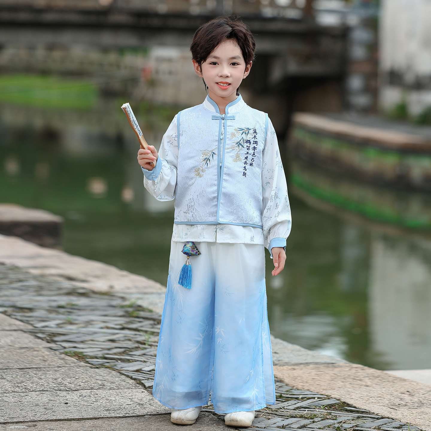 男童春季汉服套装中国风古装青云锦绣汉服两件套春秋装新款童汉服
