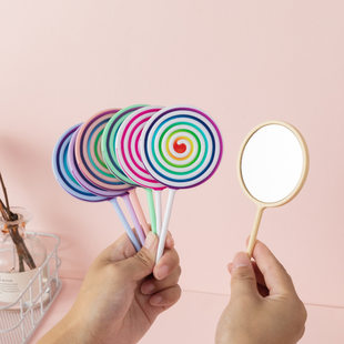 Small cute handheld round mirror for students