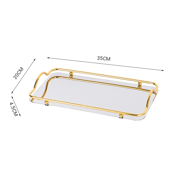 Luz dorada de lujo bandeja de acero inoxidable rectangular Hotel hogar taza de té taza de café postre taza de agua mesa de té de almacenamiento