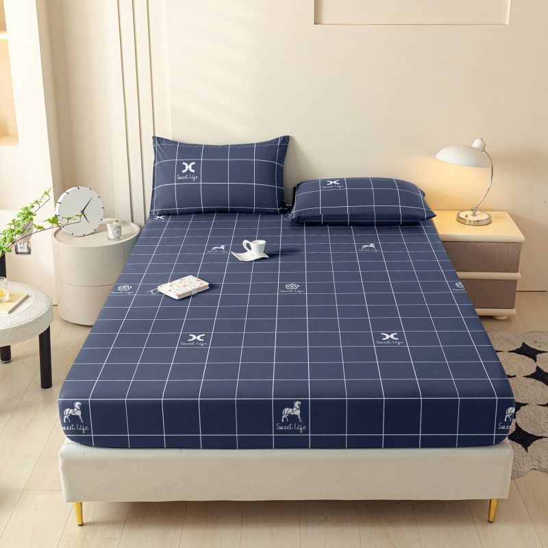 Una sola pieza de algodón lavado con agua todo incluido anti-deslizante cubierta de cama Memsi colchón cubierta de polvo sábanas para una sola persona 5