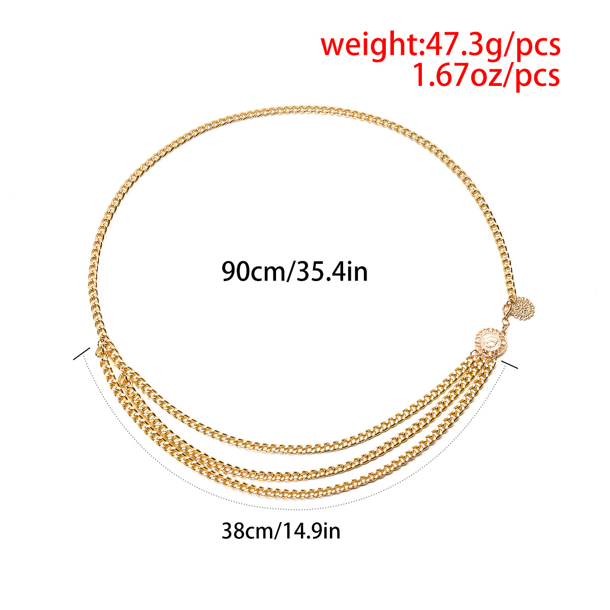 Simple Style Geometric Alloy Layered Plating Women's Chain Belts display picture 1