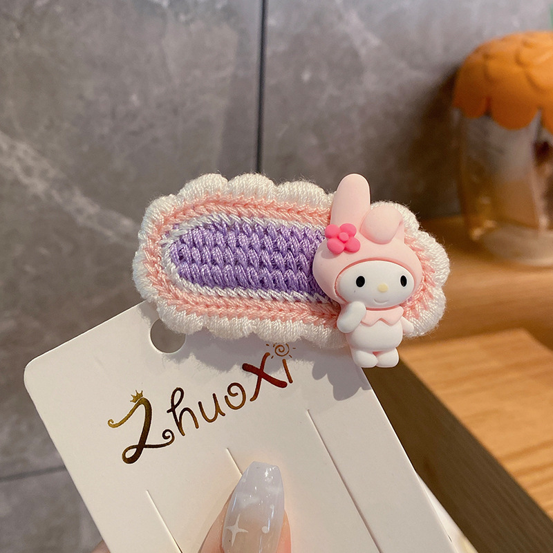 儿童卡通可爱毛线针织后脑勺发夹女碎发刘海侧边夹气质风可爱发卡|undefined