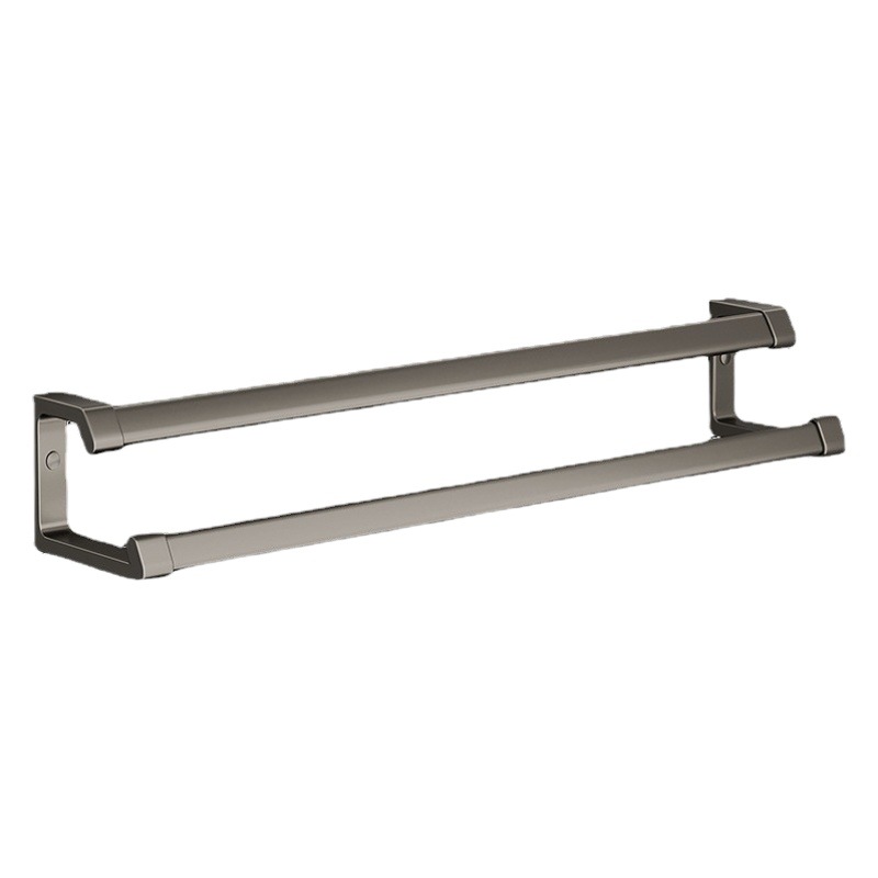 Baño toallero pistola gris doble varilla Punch-libre baño toallero espacio aluminio luz lujo baño toalla rack