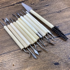 跨境11件陶藝工具 粘土diy雕刻油泥雕塑工具套裝 軟陶泥塑工具