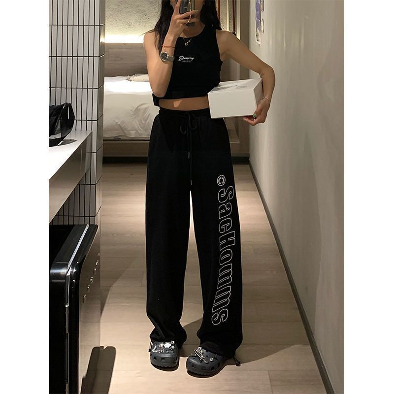 薄款卫裤女2021新款夏季宽松韩版ins潮直筒束脚休闲运动长裤子潮