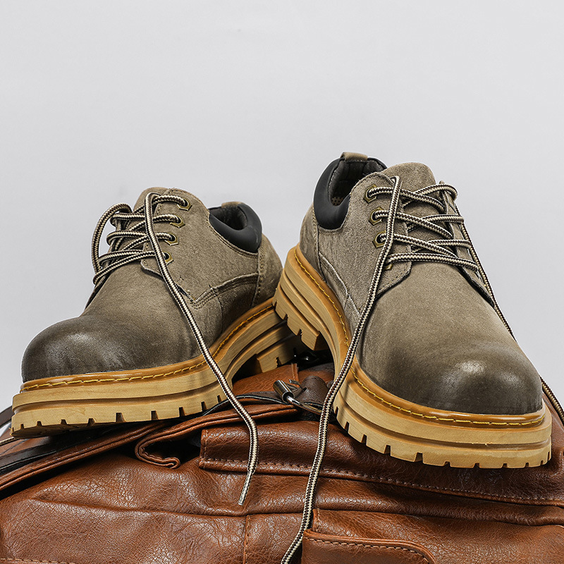 Putian hombre botas Martin aumento de altura en la parte inferior gruesa patada no mal al aire libre zapatos de herramientas de montaña de alta versión de cuero