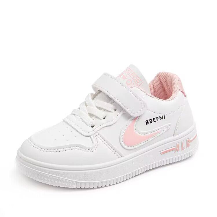 Pelle piccola bianca 2023 primavera nuove ragazze dei ragazzi Star Velcro edizione coreana scarpe da tavolo per bambini medie e grandi_voghion.com