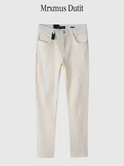 Md Men's Clothing 2025 New Men's Casual Pants Spring & Fall Pure Cotton Classy Business Slim Straight White Pants for Men