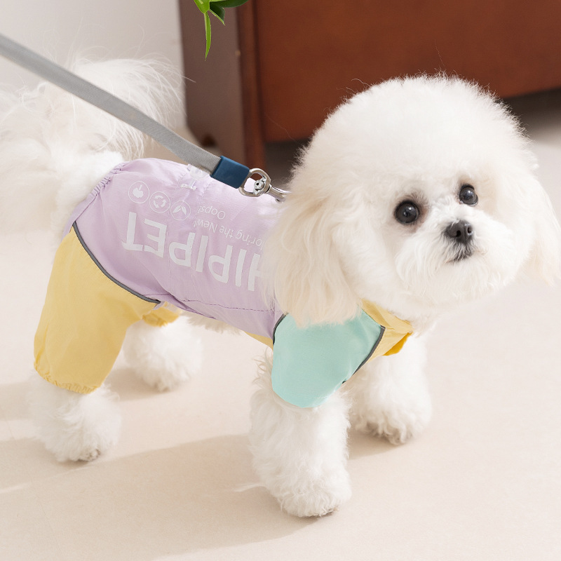 Chaquetas de cuatro patas con costuras de color de contraste de dopamina para perros al aire libre de primavera y verano, ropa de protección solar para perros pequeños y medianos, ropa para mascotas