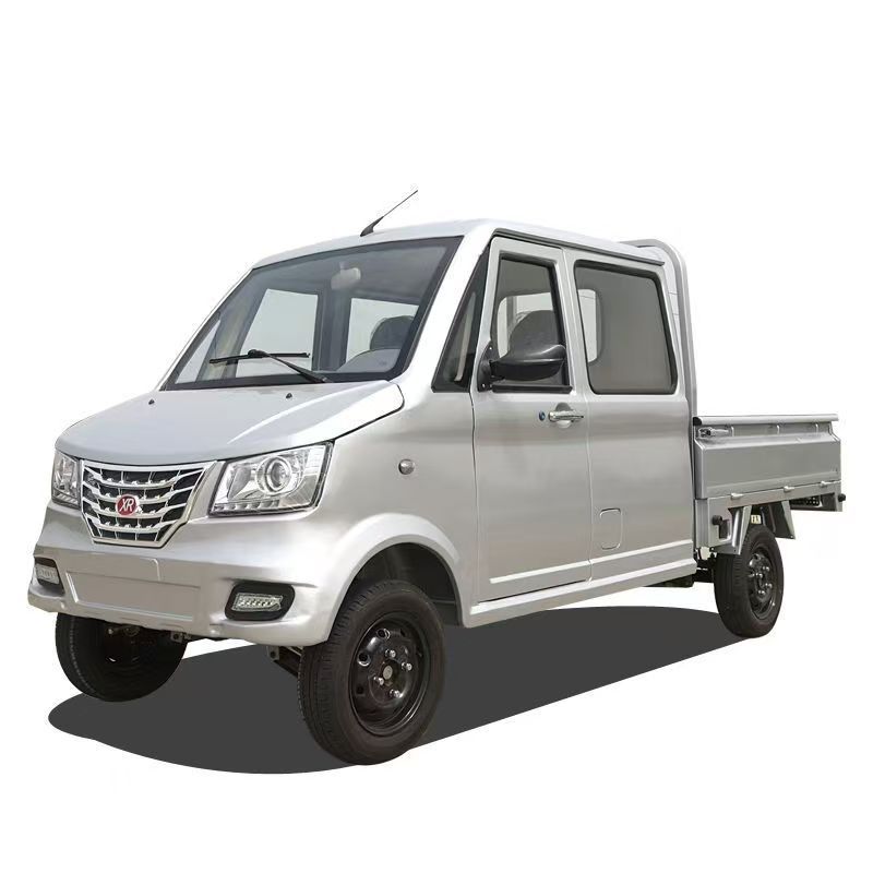 Camioneta eléctrica de doble cabina y cuatro ruedas para uso rural, vehículo de carga con plataforma plana, vehículo eléctrico para pasajeros y carga, camión eléctrico.