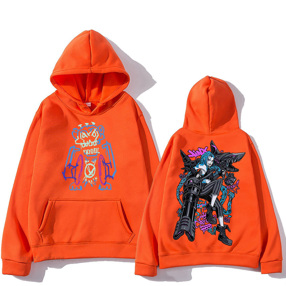 Jinx Arcane Unisex Hooded Cartoon Print Japanese Anime