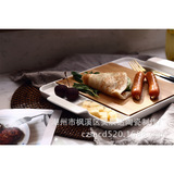 Креативная бамбуковая доска керамика западный ресторан ресторан белый приливный говяжий стейк -тарелка суши -суши.