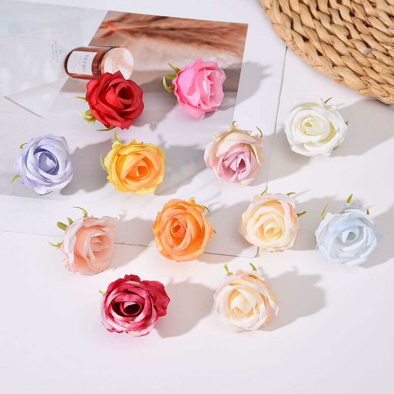 Cross-Border Small Rose Head DIY Hand-Feel Bud Artificial Flower Material Wedding Arrangement Artificial Flower Decoration Props Cross-Border Small Rose Head DIY Hand-Feel Bud Artificial Flower Material Wedding Arrangement Artificial Flower Decoration Props